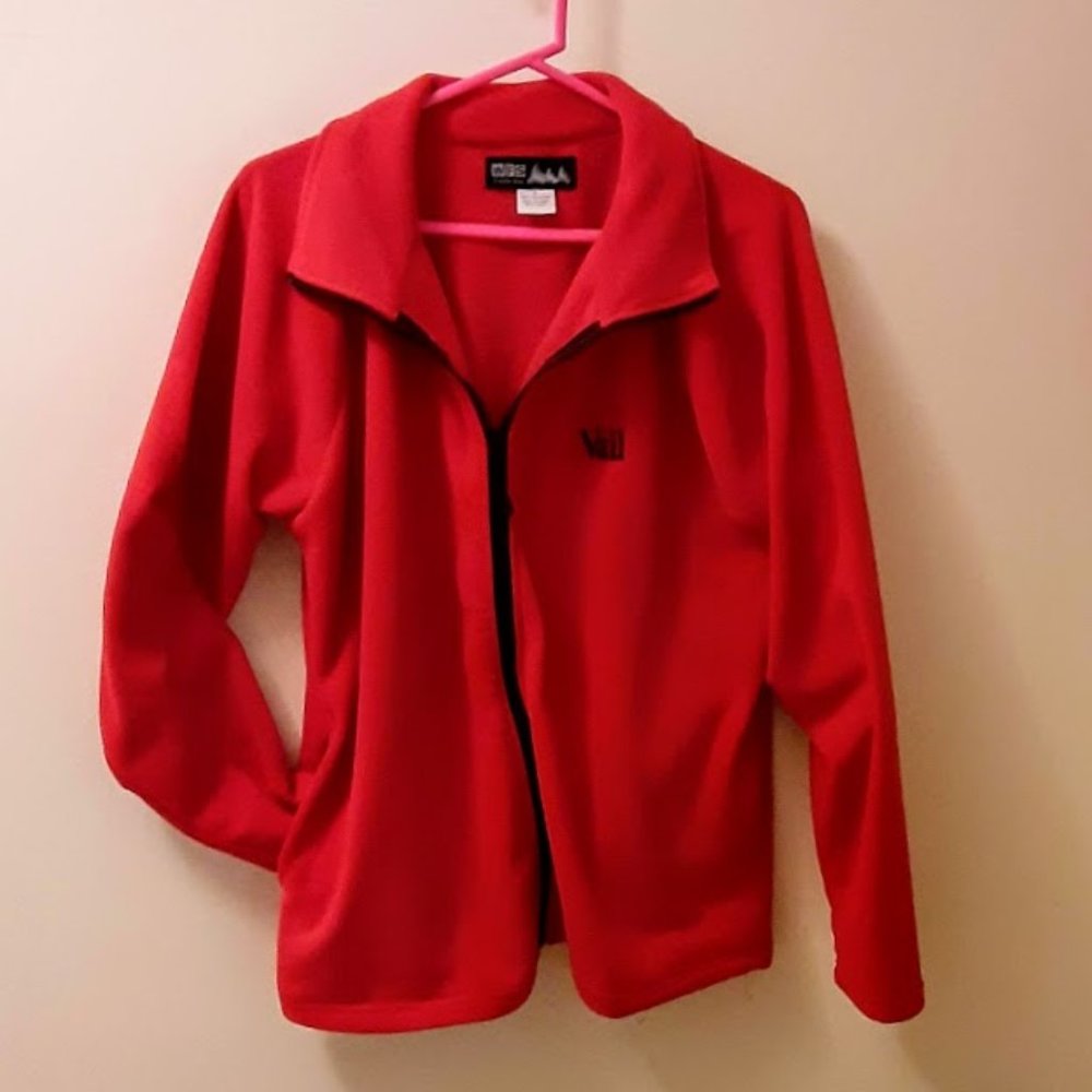 MEN'S RED FLEECE JACKET - SIZE LARGE WITH "VAIL"
